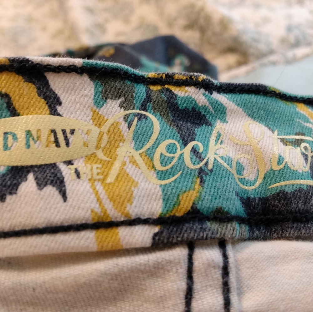 OLD NAVY The Rockstar Womens Jeans Floral Skinny Stretch Multi Color Size 10
